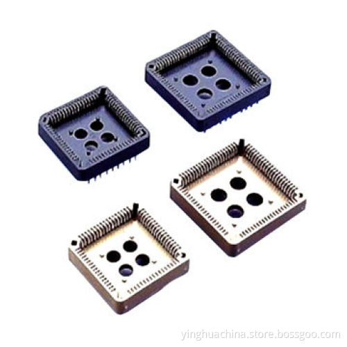 DIP PLCC socket, 2.54mm pitch, 20/28/32/44/52/68/84 contact numbers, black/brown insulator colors